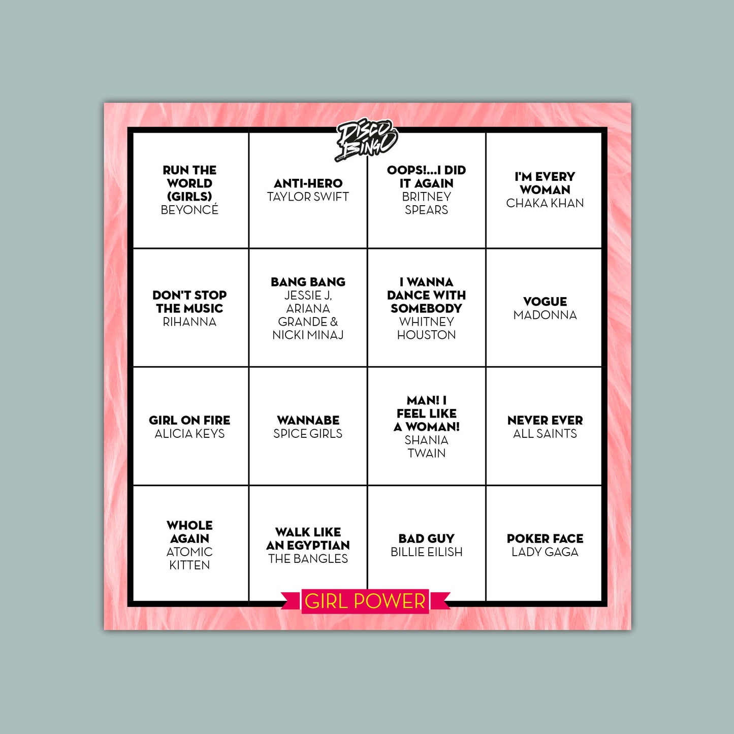 Disco Bingo The Girls USA Spielbox für Jungen