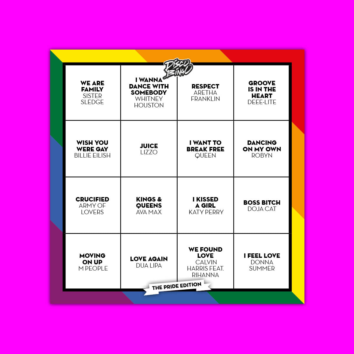 Disco Bingo Die Pride Edition